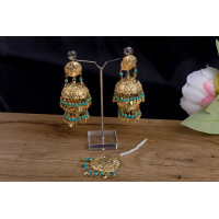 Double layer jhumki with tikka (2 colours)