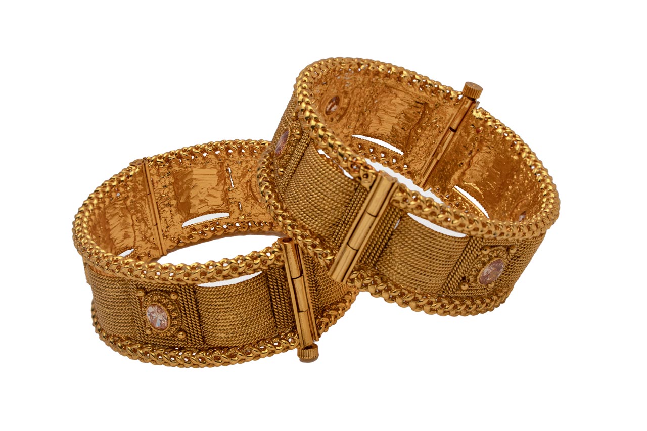 Copper gold screw bangles