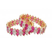  Adorable Pink Pattern CZ Bangles