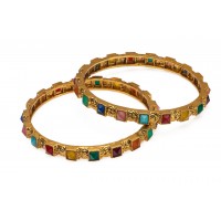 Golden Multicolor Stone Bangles