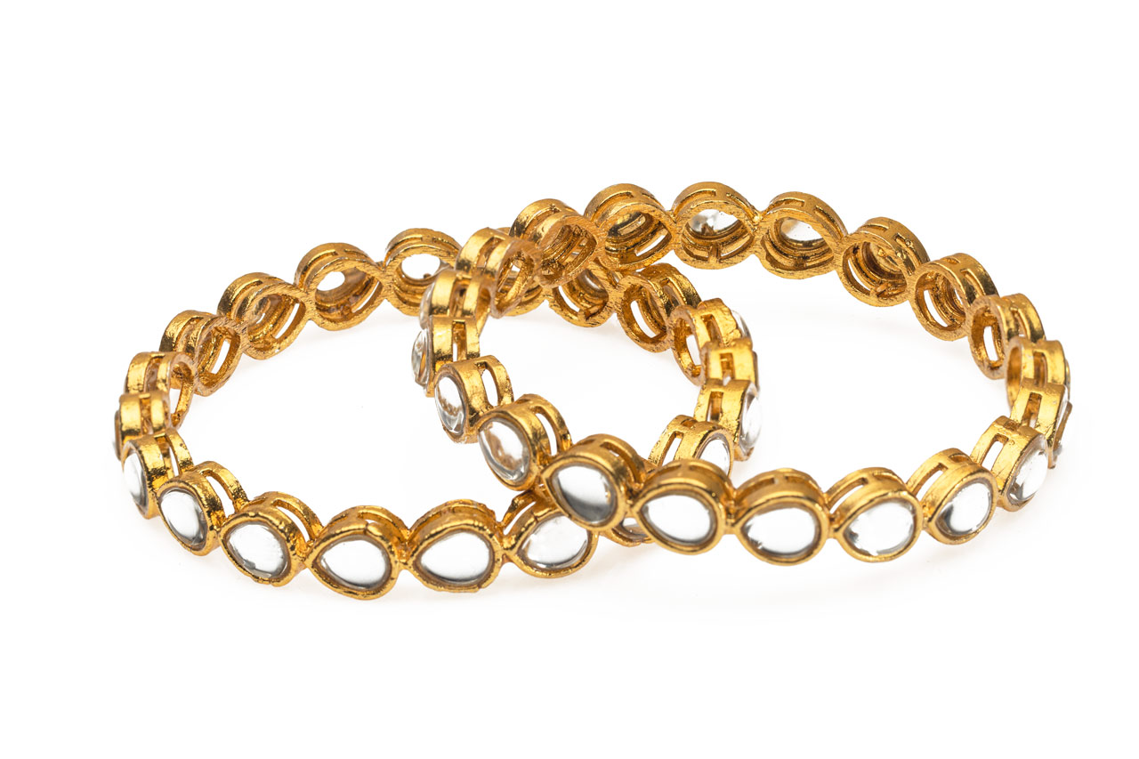 kundan bangles with golden base 