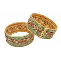 screw bangles green stones