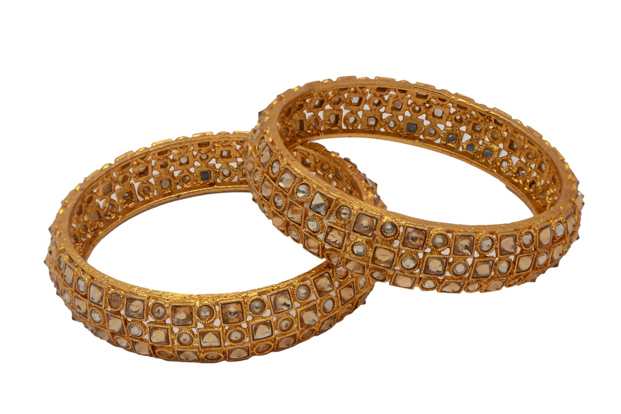  Golden plated kundan bangles