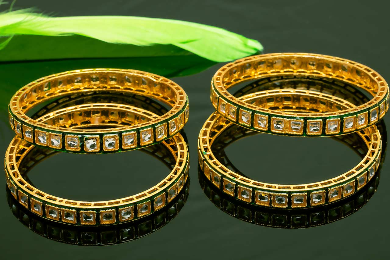 Golden Kundan Bangles 