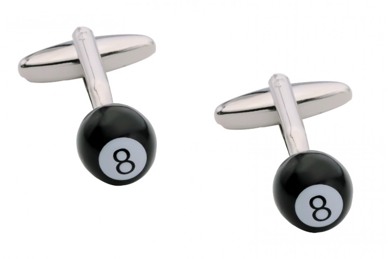 Number 8 pool ball cufflinks