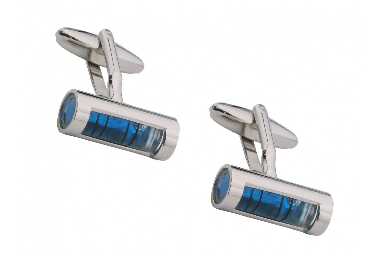 Blue spirit level cufflinks