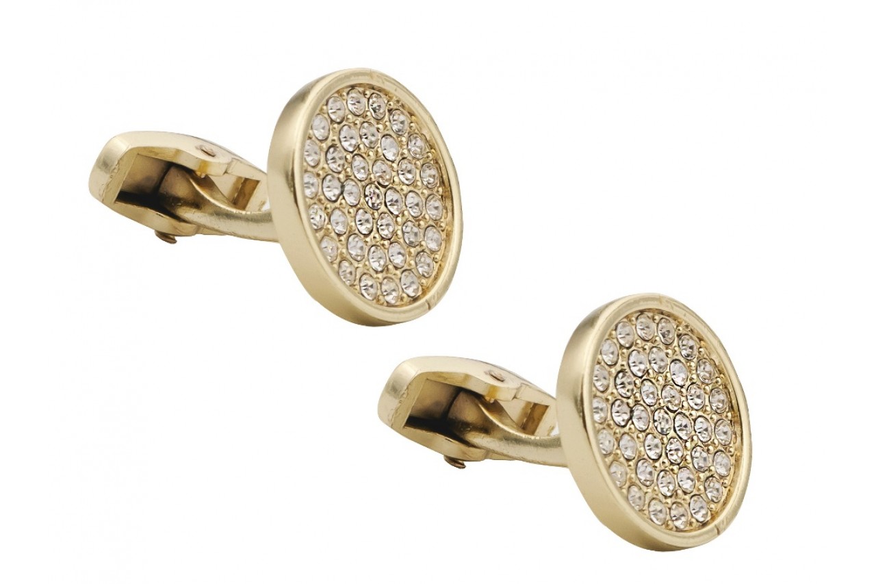 Golden round cufflinks