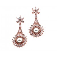 LS oval shaped flower pattern AD earring