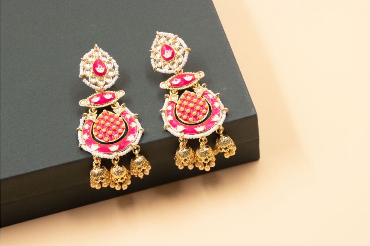 Kundan minakari work earring 