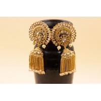  kundan earring with tessel drop