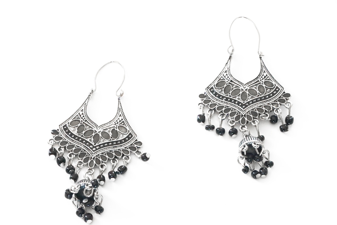 Oxidized hoop earring