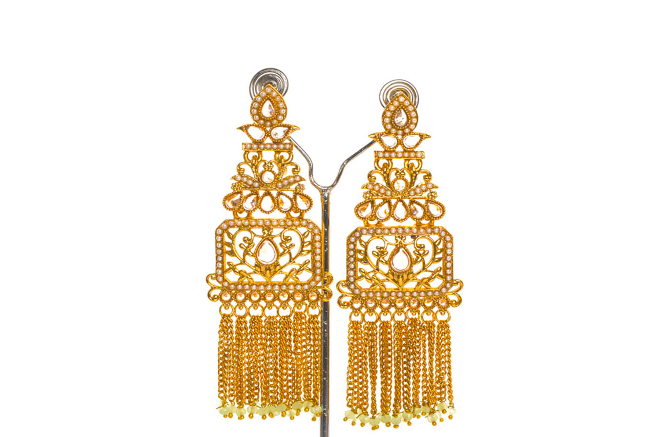 Pretty kundan chain tassel earring 