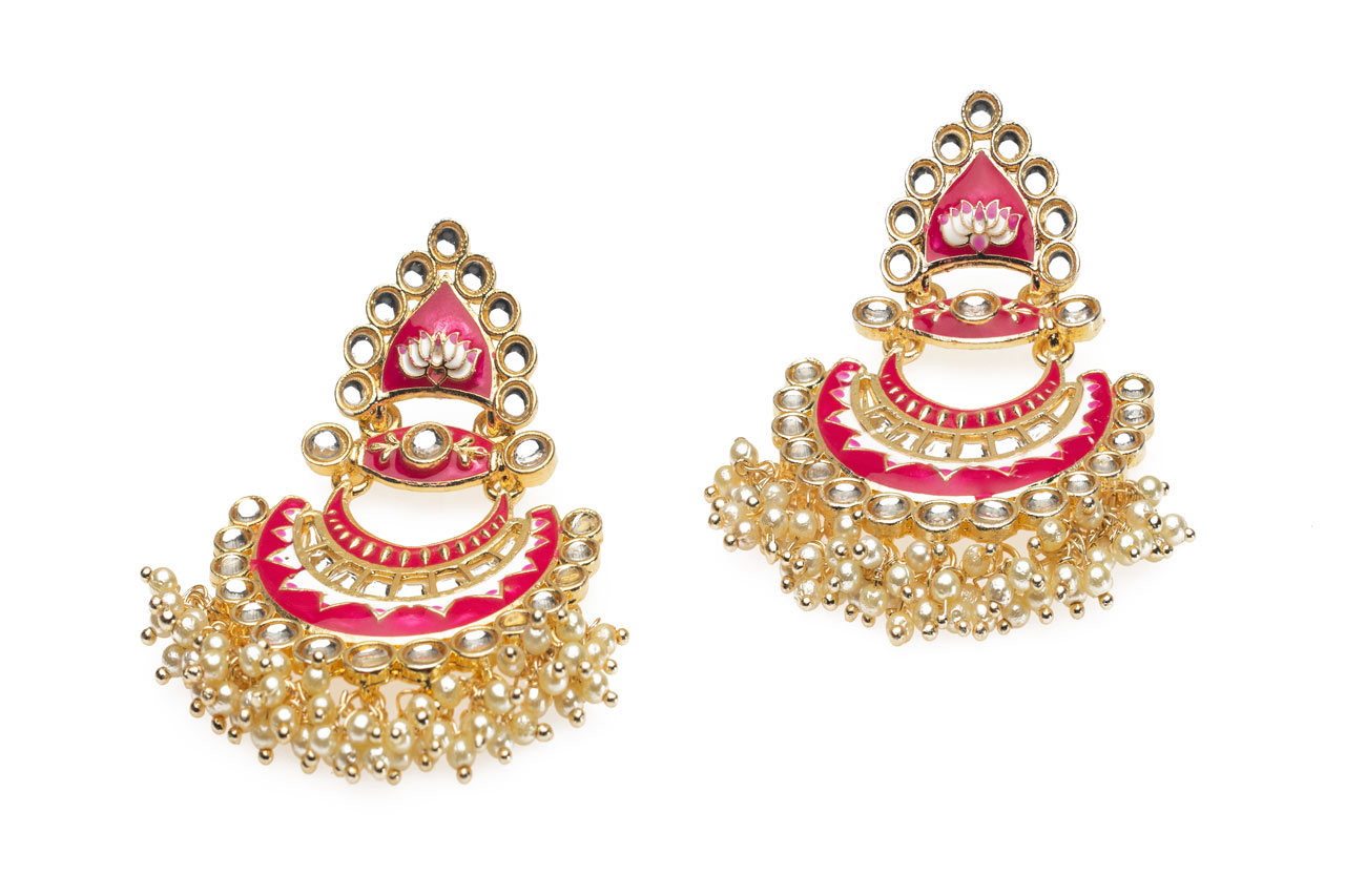 Minakari earring with white pearl 