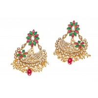 Chandbali with ruby and pearl