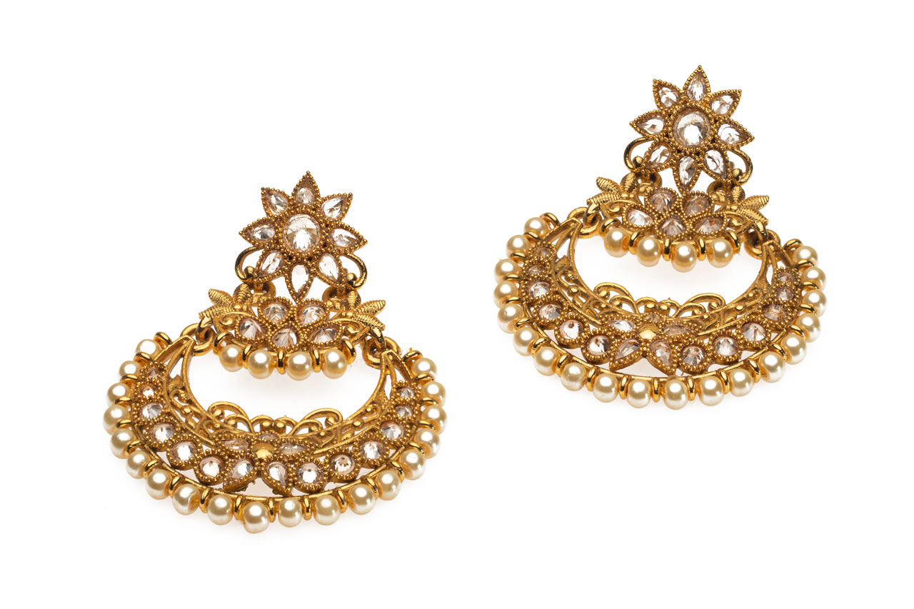 Chandbali with kundan