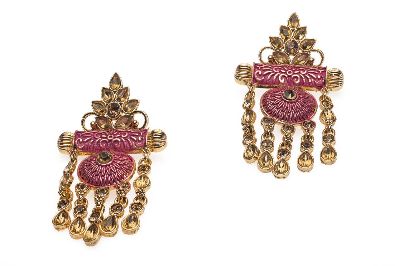 pink meenakari earring