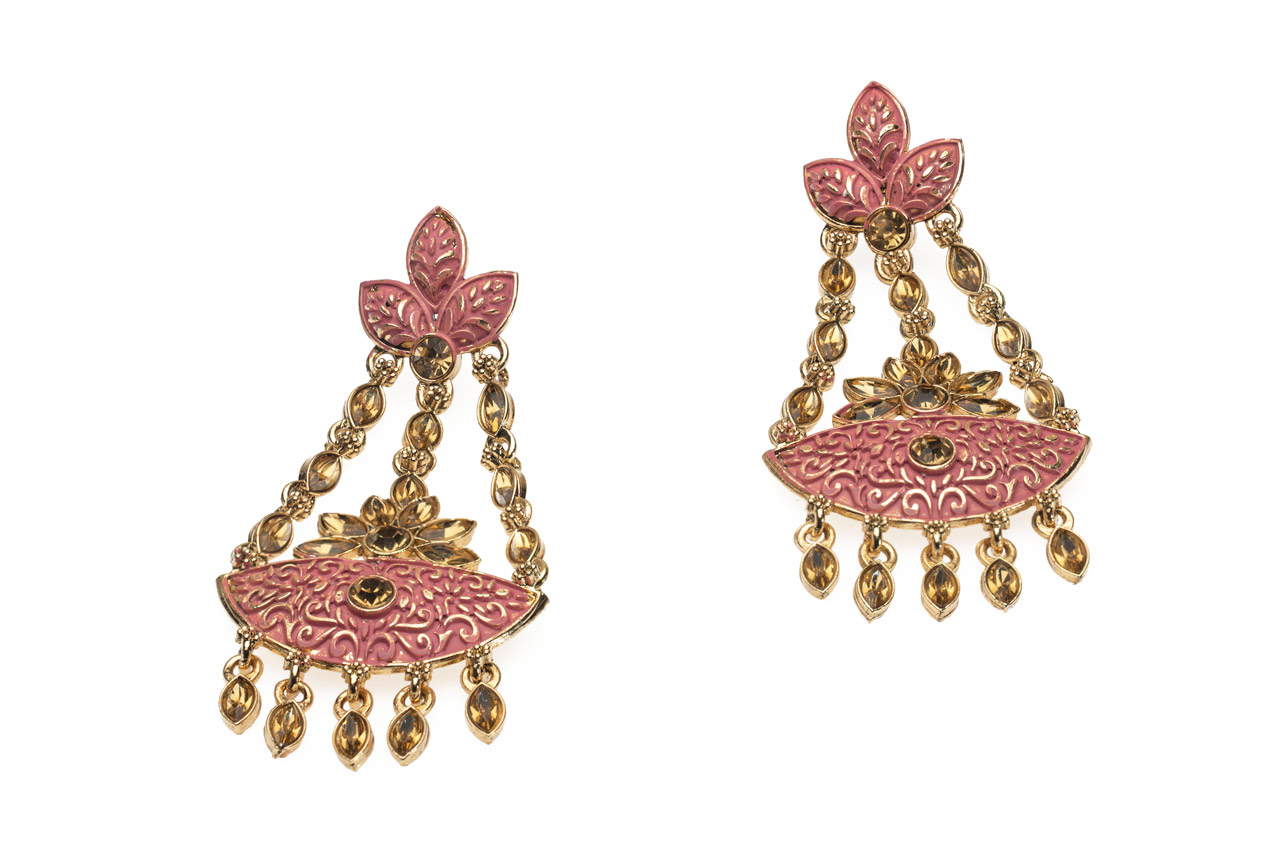 meenakari pink earring