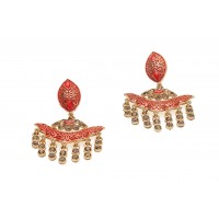 orange meenakari earring