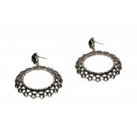 Black Round Earring