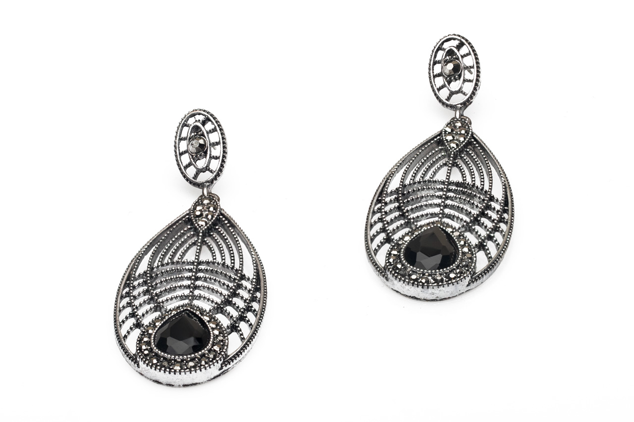 silver oxidized earring