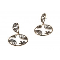 silver oval drop earring