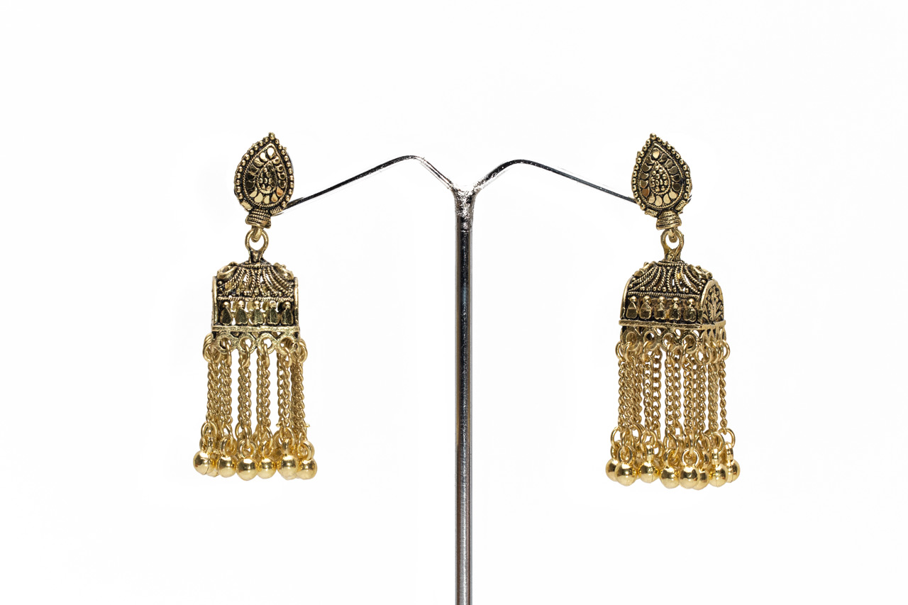 Golden Oxidised tassel Earring