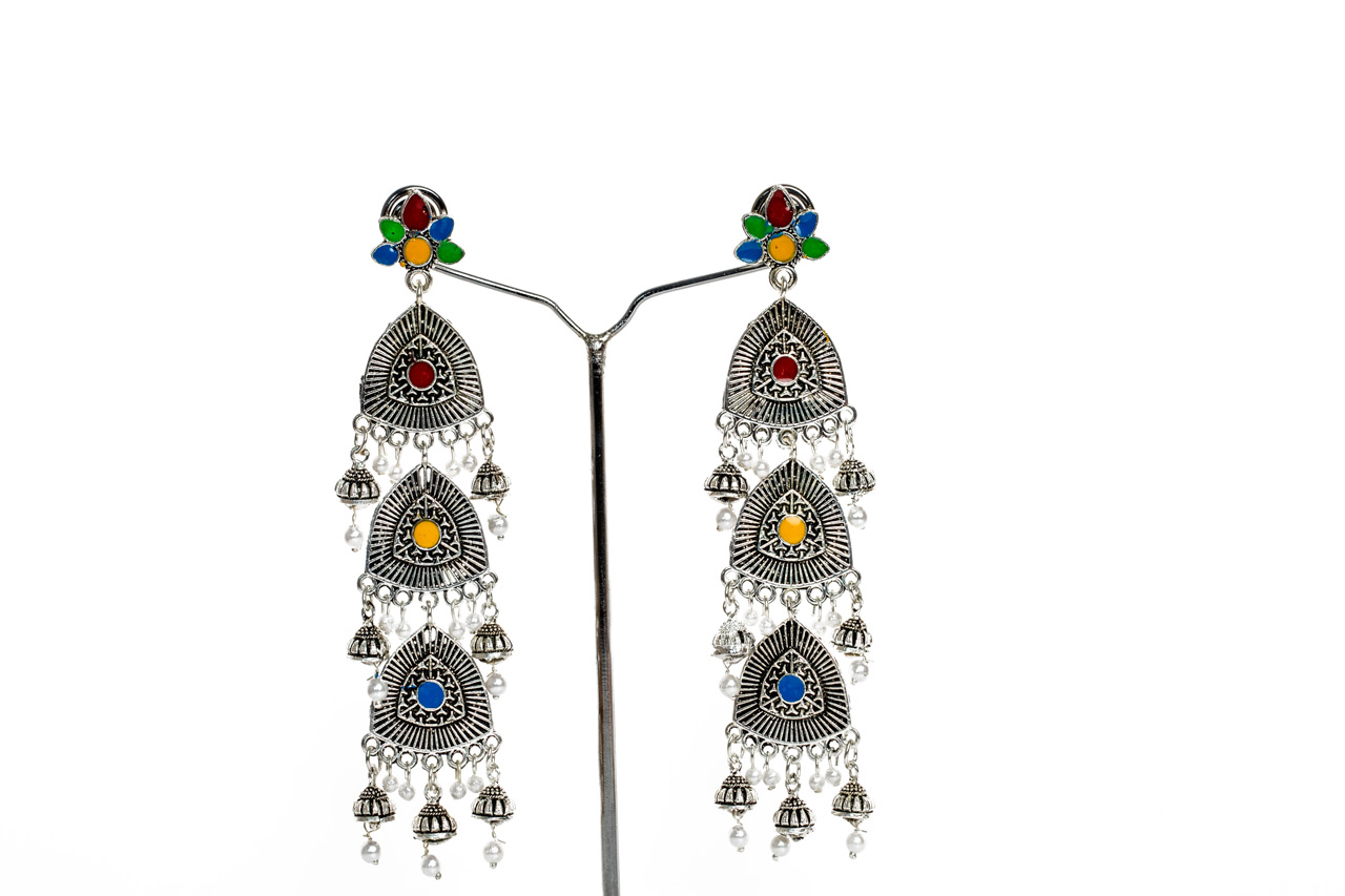 layered oxidised earring