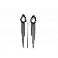 Black tassel statement earring