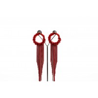 red tassel statement earring