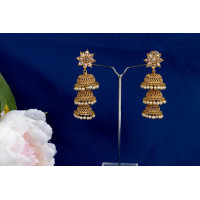 Copper Finish Three layer Jhumki 