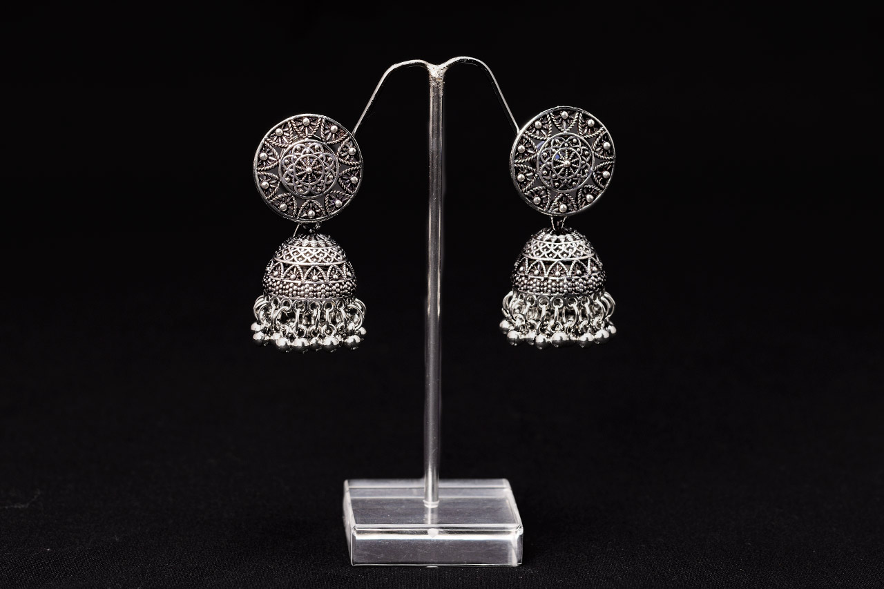 Attractive Oxidised Silver jhumki