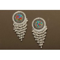 Luxurious silver bead drop earrings