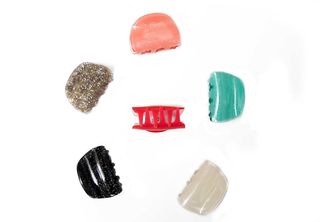 Oval Shiny Floral hair claws