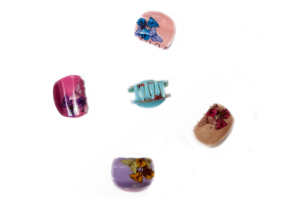 Oval Multishade Floral hair claws