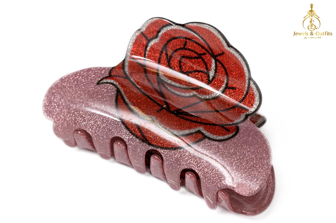 Rose Pattern oversized hair claws