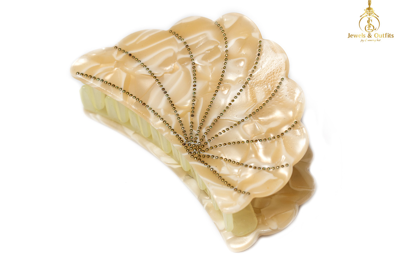 Cream golden oversized hair claws