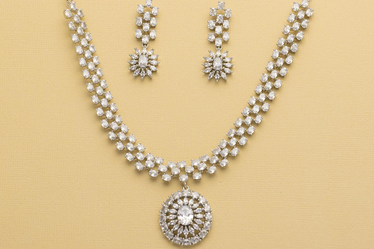 american diamond necklace silverdrop