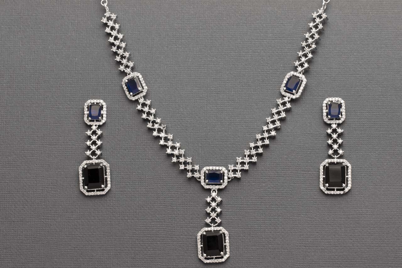 Delicate duel tone AD necklace 