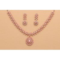 Elegant Pink American diamond necklace