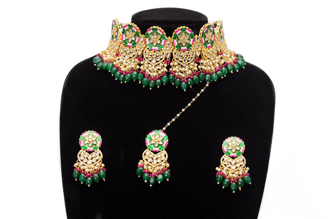 Green minakari Choker 