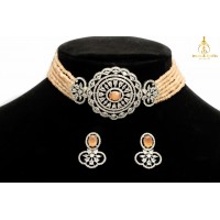Peach American Diamond Choker 