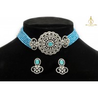 American Diamond Sky blue Choker 