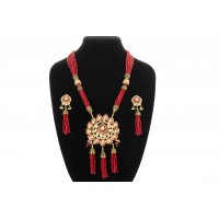 Stylish bead tassel drop long necklace 
