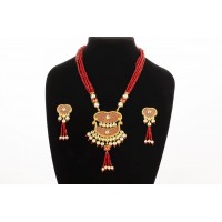 Charming minakari red pendant set