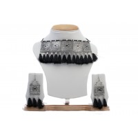 Tassel Pattern Oxidised Choker 