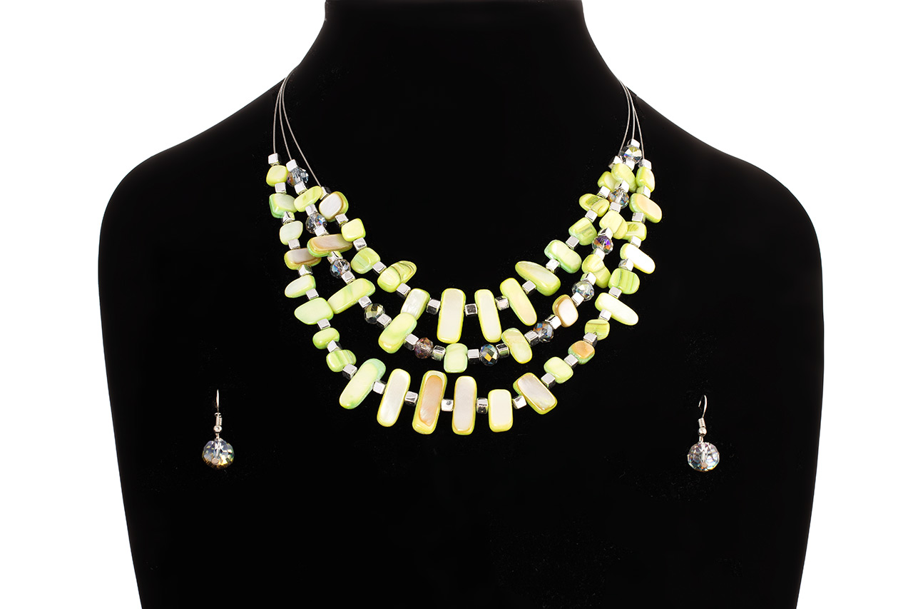Long cut Stone Bead Necklace