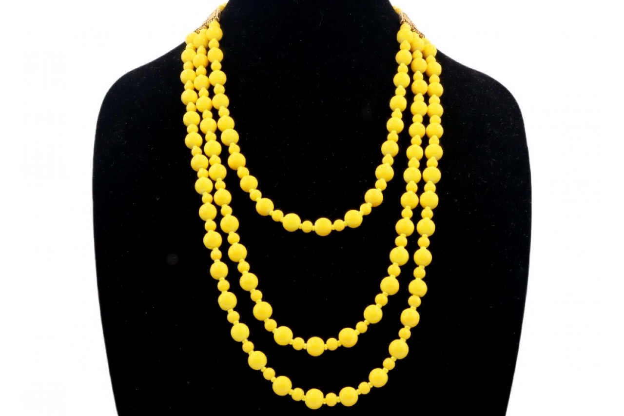 Yellow Glass  bead Necklace