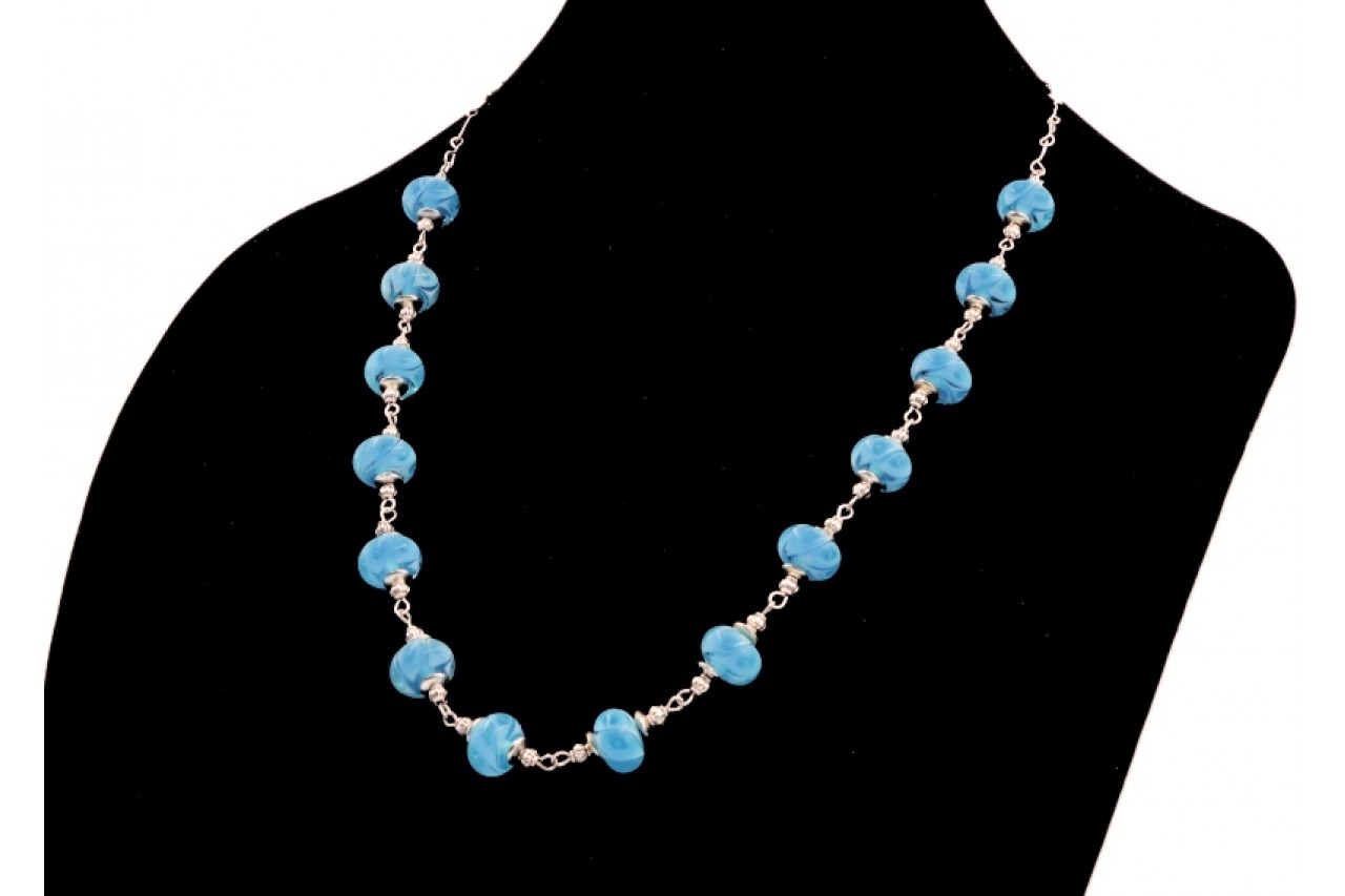 Blue Lampwork Bead Necklace