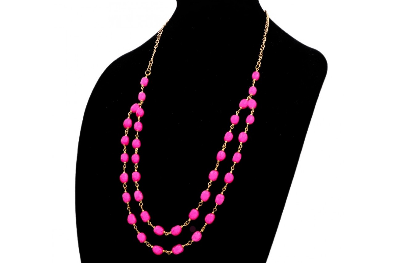 Pink Glass bead Necklace