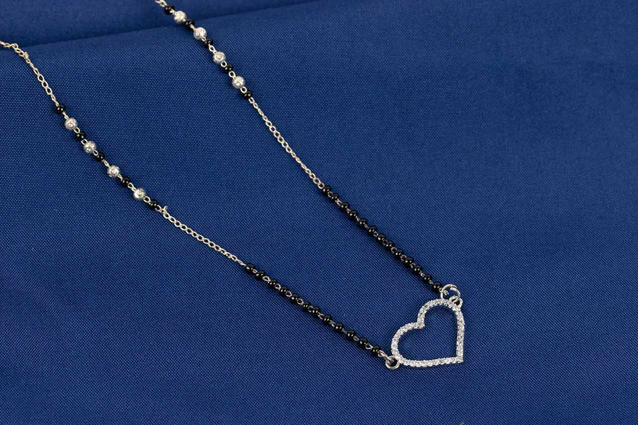 Silver Heart Mangalsutra